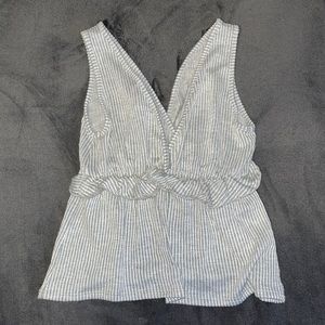 Striped Deep Front and Back V-Neck Tank Top